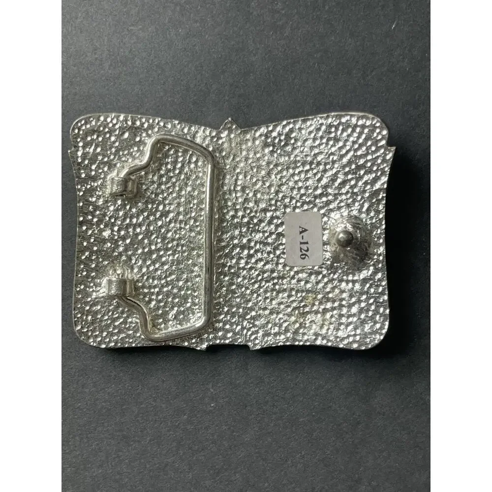 Y2K Belt Buckle Cocktail Martini Enamel Glass Silver Tone Whimsy Unisex 80s 90s